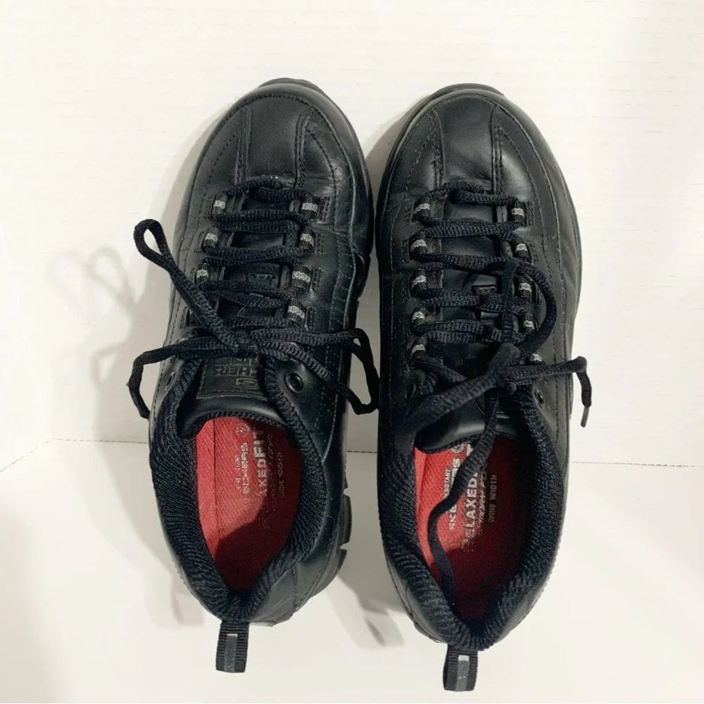 Skechers Work Sure Track Trickel Slip-Resistant Leather Shoes Black US 7 EW